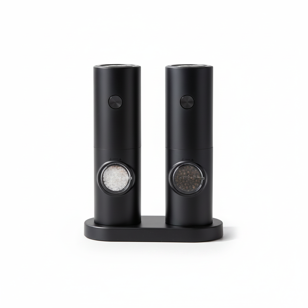 Electric Salt & Pepper Grinder Set - White Background