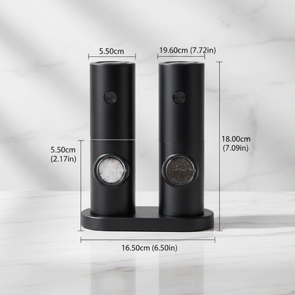 Electric Salt & Pepper Grinder Set with Measurements